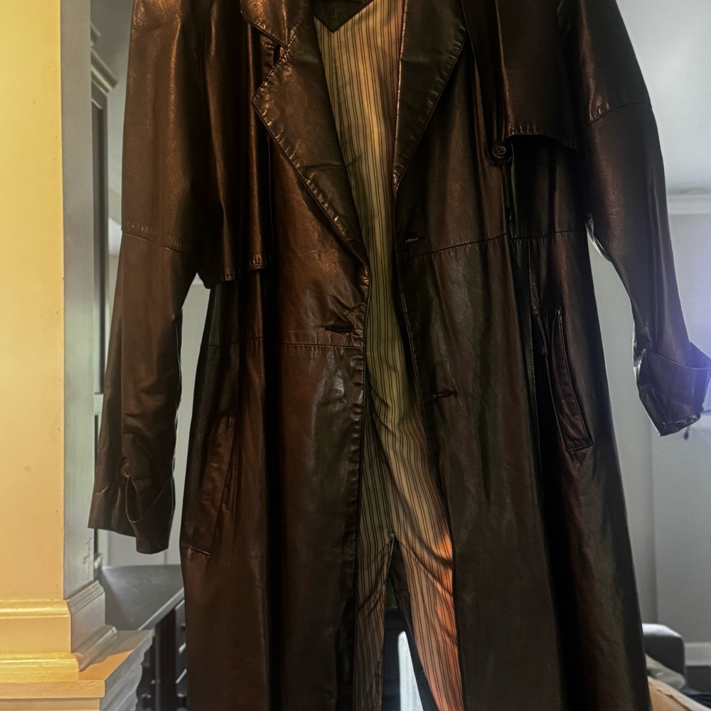 J. Walden Long Black Leather Coat